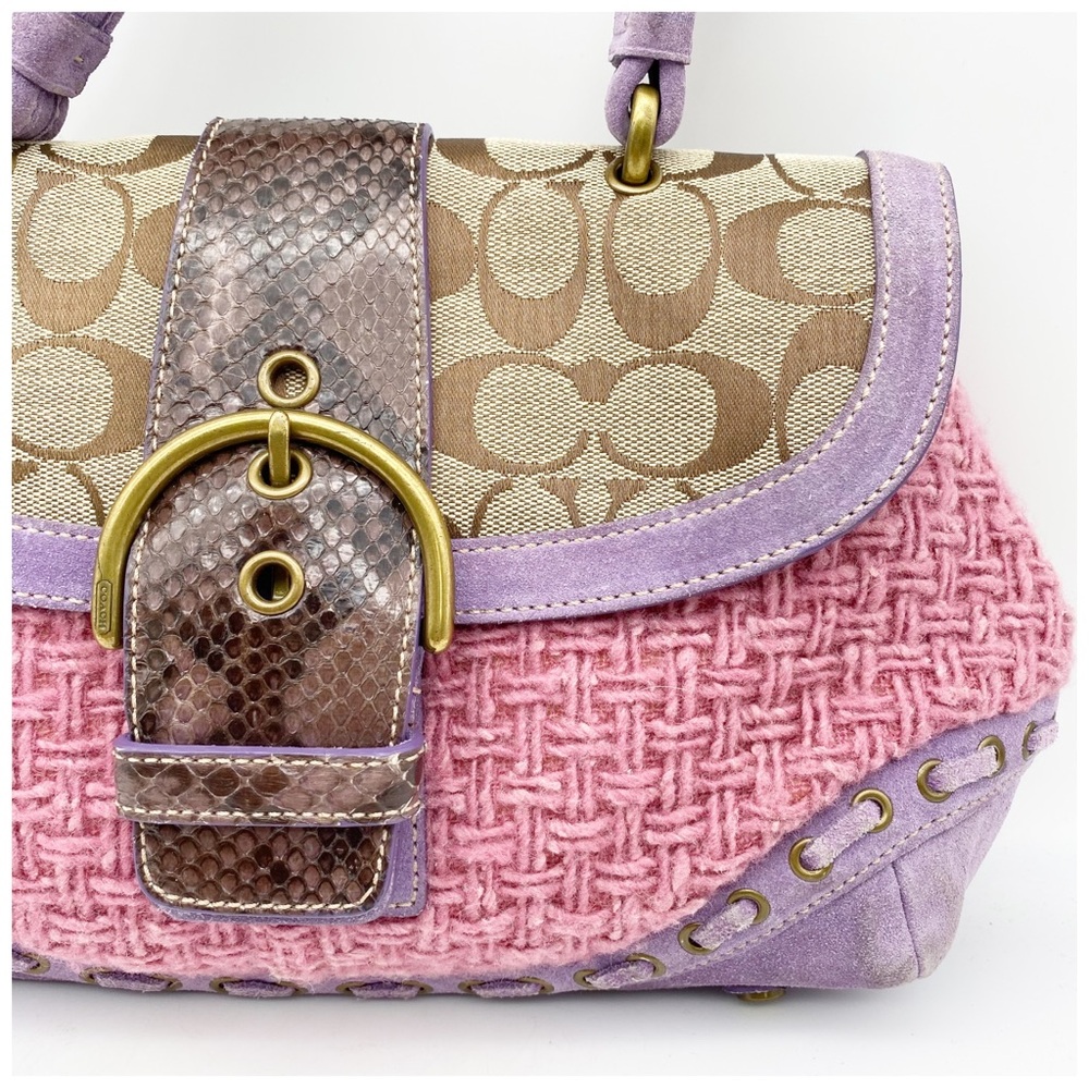 Coach Y2K Rare Pink and Purple Tweed Handbag DISCONTINUED - Picture 6 of 11